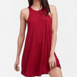 Free People Beach La Nite Rib Knit Sleeveless Racerback Mini Dress Red Large L